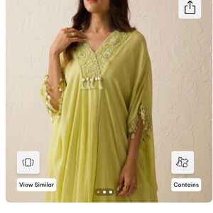 CHANDBARI- NWT Chanderi Asymmetric Kaftan & Flared Pant Set